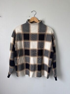 Tahari Mock neck checked sweater